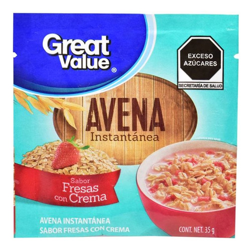Avena Instantanea Great Value Fresas Crema 35 G