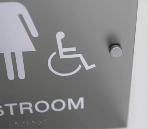 Señal De Baño Ada, Unisex, Neutral, Braille Y Soporte...