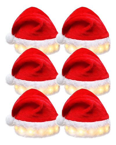 Paquete De 6 Luces Led De Peluche Con Diseño De Papá Noel