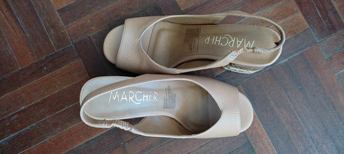 Zapatos (tacones) De Mujer Marcher Talla 35 (usa 6) Beige