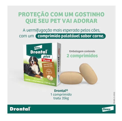 Kit 3 Cx Vermífugo Drontal Plus Cães 35kg - Total 6 Compr
