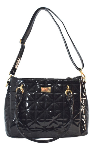 Bolso De Dama Elegante Charol Abollonado Lua De Dibella