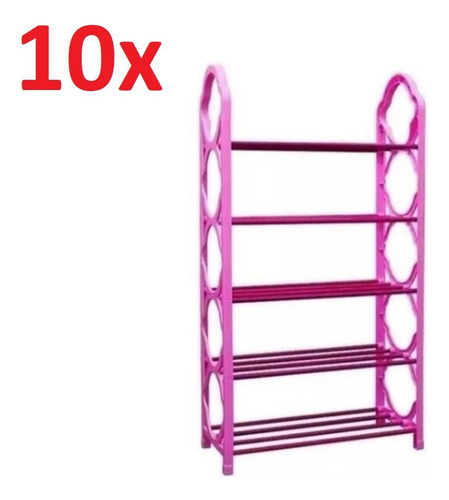Sapateira Kit10 Organizadora Multiuso Rosa 10 Pares Vertical