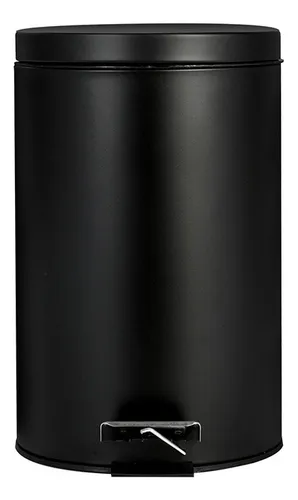 Tacho De Basura 12 Litros Cesto Negro Acero Inoxidable