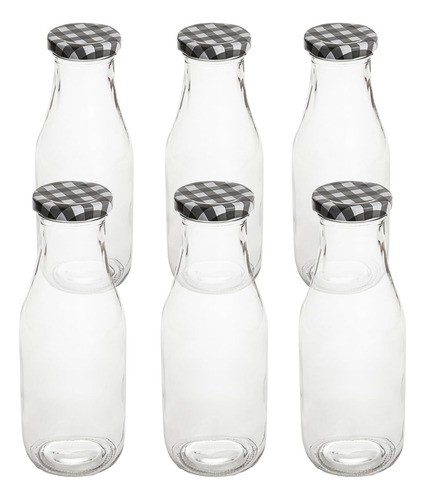 Botellas De Vidrio 15oz, 10 Unidades, Tapa Negra, Jugo Durad