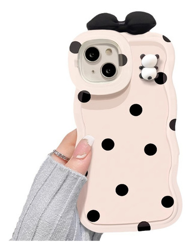 Fundas Para iPhone 3d Panda Bowknot 15 14 Pro Con Doble Soporte De 13 Pulgadas