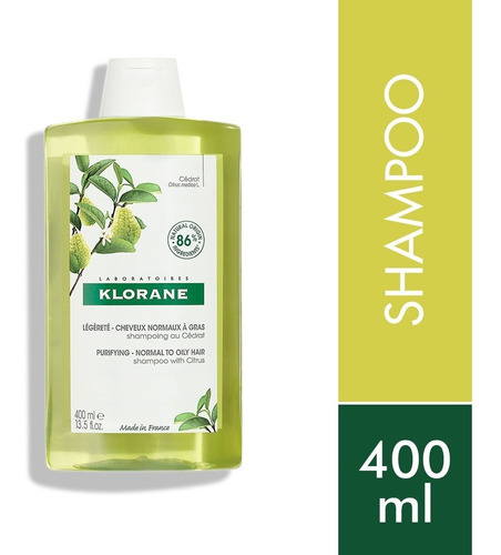 Shampoo Klorane Cedrat Cabello Tendecia A Graso X 400 Ml