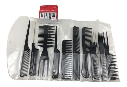 Kit 10pcs Peines Plasticos Para Barberia Peluqueria Nuevo