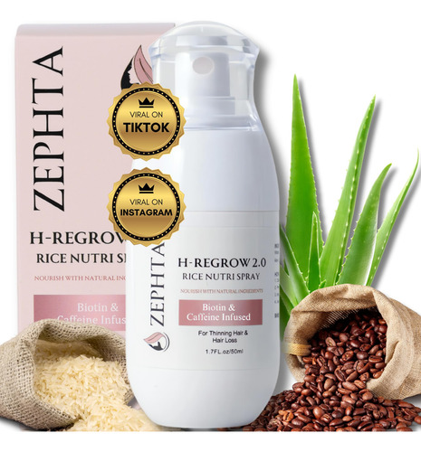 Spray De Crescimento Capilar Zephta H-regrow 2.0 Rice Nutri