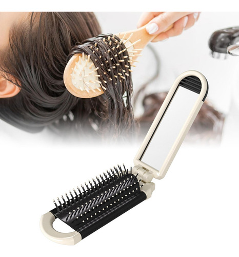 Cepillo De Pelo Plegable Con Espejo, Minipeine Ligero Para