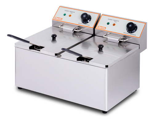 Freidora Eléctrica Doble Moretti 16 Lts Fryer 8+8 Acero Inox