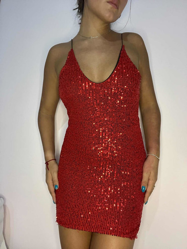 Vestido Rojo Brilloso S Nuevo