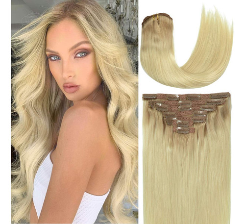 Caliee Extensiones De Cabello Humano Con Clip De 16 Pulgadas