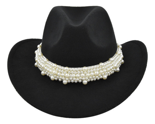 Sombrero De Vaquero Sombrero De Jazz Retro Perla Elástica