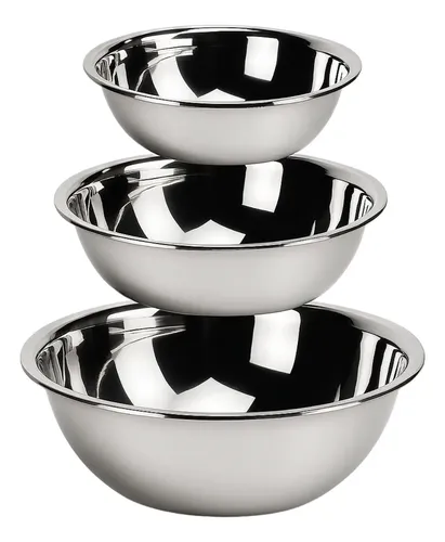 3 Tigela Bowl Bacia Vasilha Inox Saladeira Multiuso Promoção!
