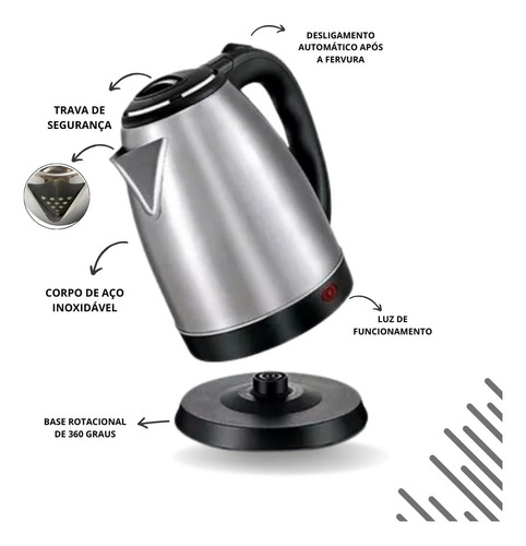 Hervidor Eléctrico Tetera De Acero Inoxidable Jarra 1,8