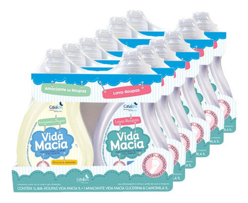 Kit Vida Macia Com 6 Lava-roupas 1l + 6 Amaciante 1l