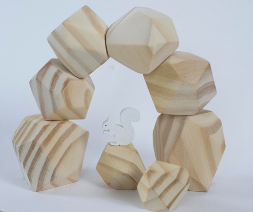 Piedras Apilables De Madera - Juguete Didáctico Montessori