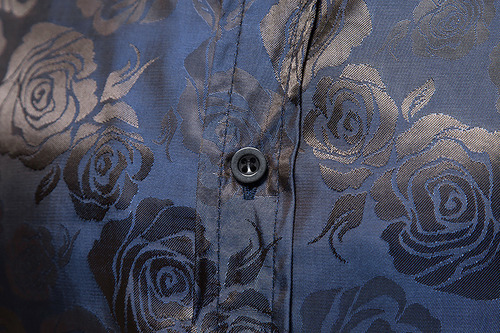 Camisa Hombre Manga Larga Rosa Slim Botón Estampado Moda