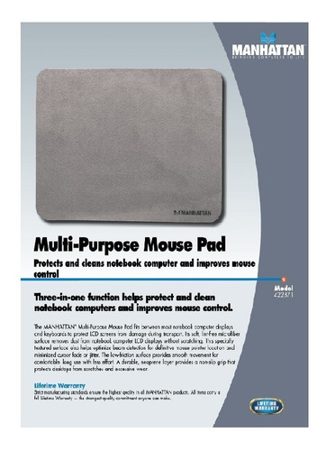 Mousepad Manhattan 3 En 1 Microfibra Gris 422871