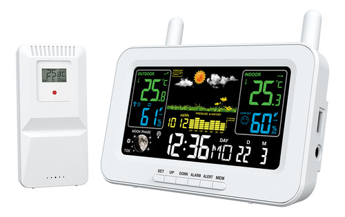 Reloj Meteorológico Lcd, Termómetros Inalámbricos Para Inter