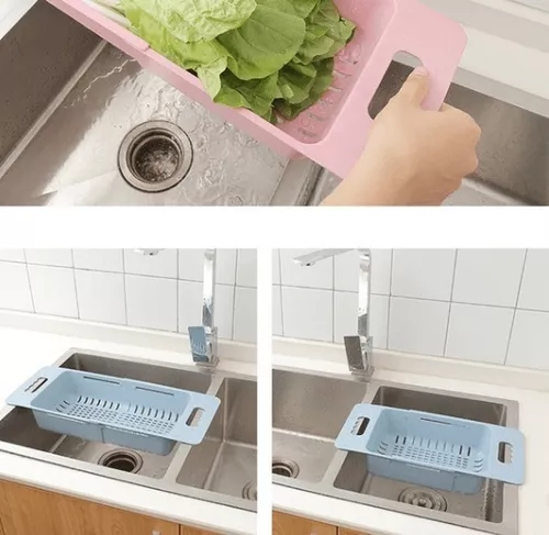 Secaplatos Escurridor Extensible Cocina Bacha Fruta Verdura Color Plateado