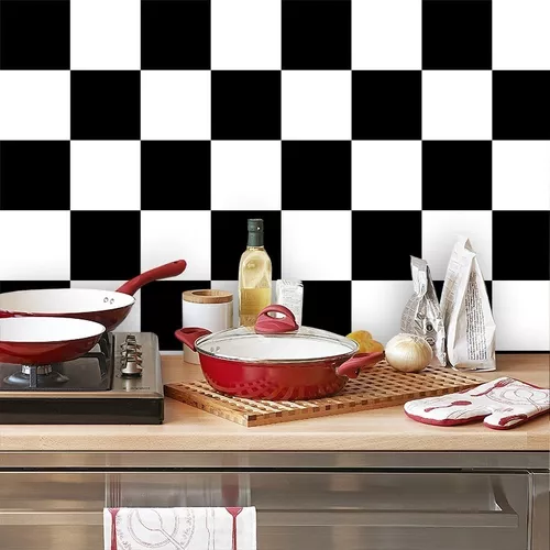 Piso de cozinha xadrez verde - TenStickers