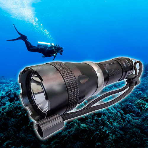 Lanterna Mergulho Profissional 888000w Led T6 Cree Xml-l2 Lanterna Preta Luz Branco