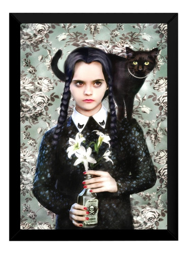 Quadro Wandinha Wednesday Familia Addams Poster Moldurado