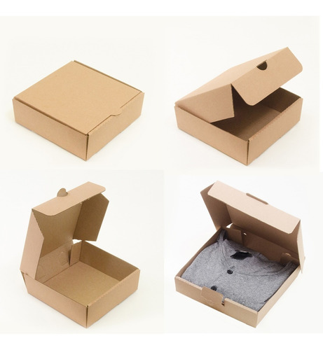 Imagen 6 de 7 de 100 Cajas Para Pizza 14x14x5cms Carton Microcorrugado Kraft