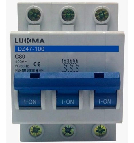 Disjuntor Din Tripolar 80amp Lukma 34032