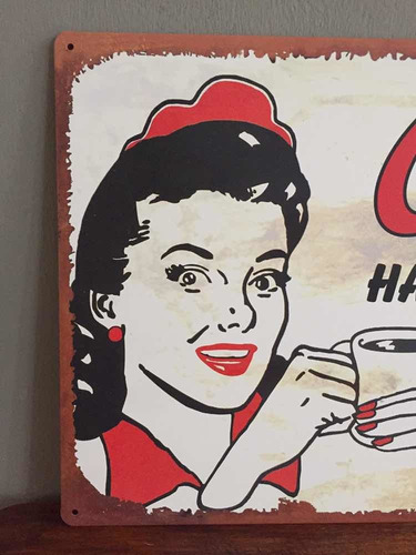 Lamina Estilo Vintage Decoración Café O Cafetería Retro !!! (Usado)