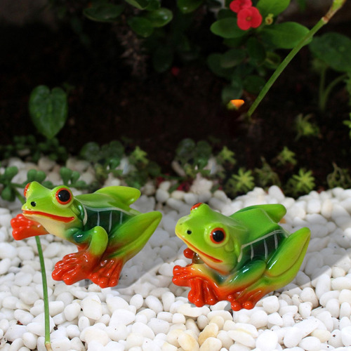 2x Figuras De Rana Esculturas De Resina Adornos Decorativos