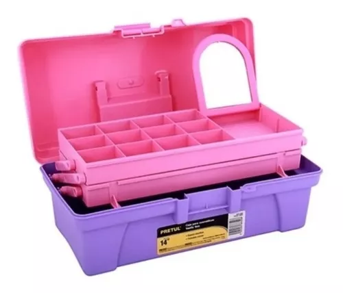 Caja Cosmetiquera 14″ Organizador Maquillaje Rosa Pretul