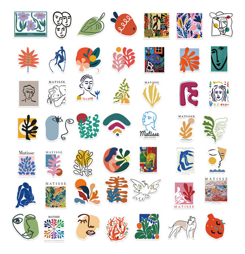 50 Pegatinas De Arte Abstracto De Matisse, Dibujos Animados,