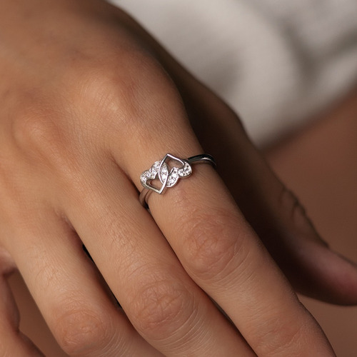 Anillo Para Mujer De Diseño Corazones Enlazados Plata 925