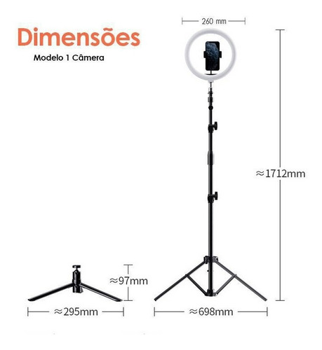 Ring Light Com Tripé De Chão/mesa E Controle Bluetooth Rock