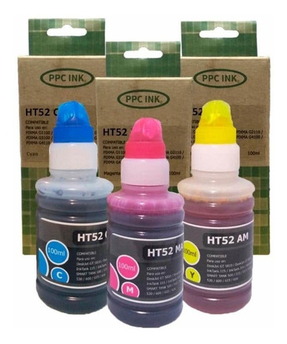 Pack Colores Tinta Compatible Con Hp Gt52 Marca Ppc Ink