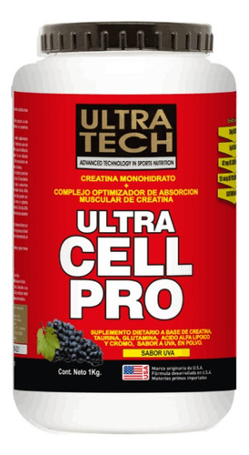 Creatina Compuesta Cell Pro X 1 Kg Ultra Tech Masa Muscular Sabor Uva