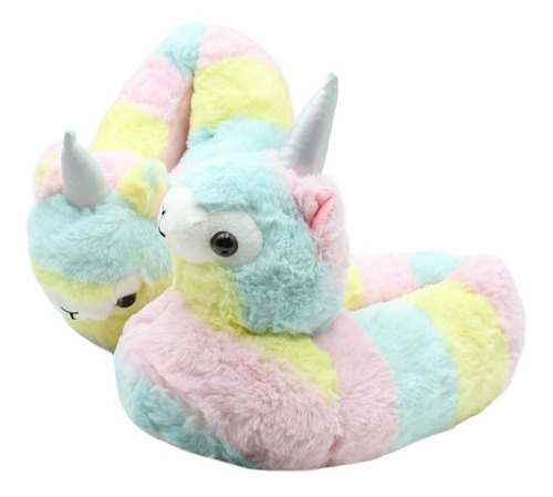 Pantuflas Alpaca Unicornio Arcoiris Adulto