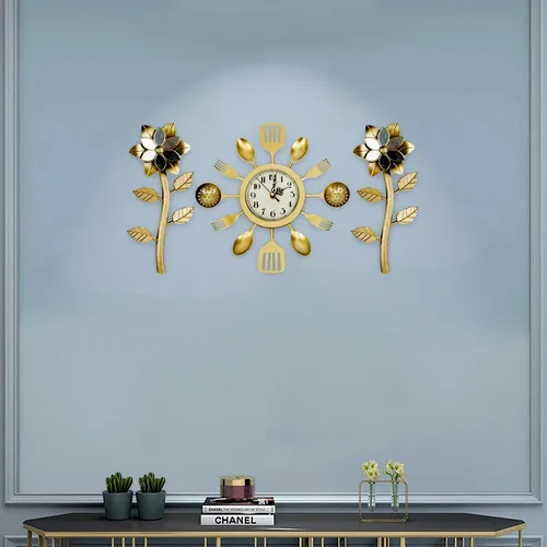 Reloj De Pared Decorativo Con Adornos Laterales Moderno 12