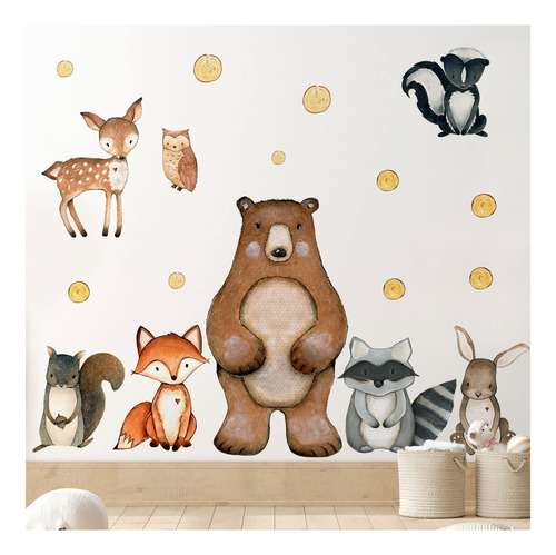 Animales Lindos Calcomanías De Pared Peel And Stick, Vinilo