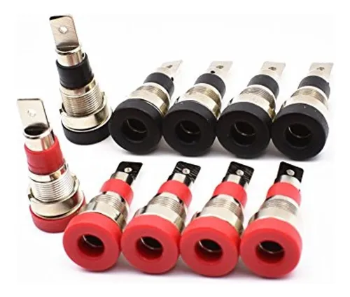 10 Piezas Negro Y Rojo 4 Mm Banana Jack Socket Hembra Adapta
