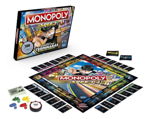 Imagen 3 de 6 de Monopoly Speed, Juego De Mesa Familiar En Español, Hasbro