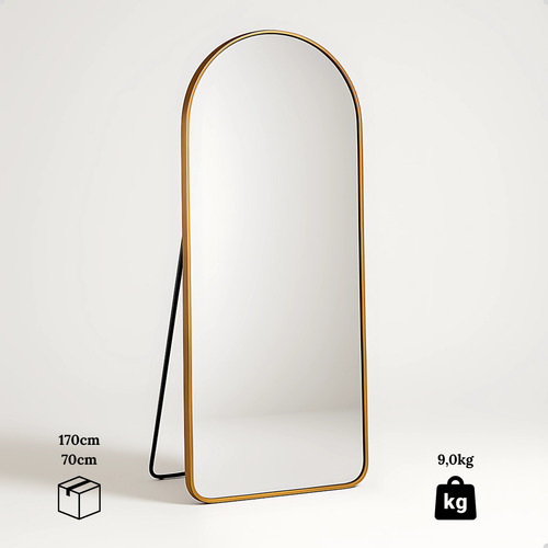 Espelho Lopazzi Arcos Base Reta 170x70cm Suporte De Chão Moldura Alumínio Moderno - Bronze