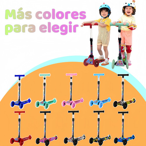 Scooter Plegable 3 Ruedas,scooter Infantil Seguro Con Luces Azul