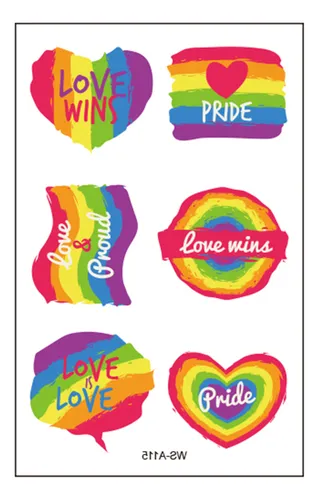 Pegatinas De Tatuaje De Bandera Gay, 10 Unidades