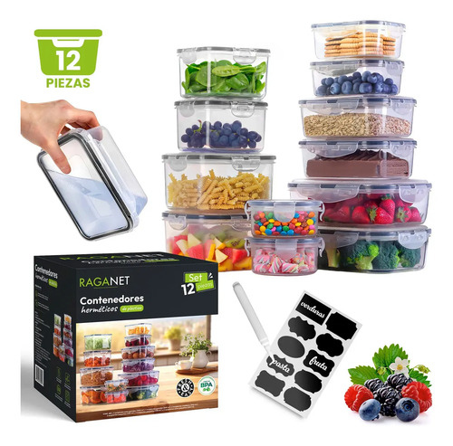 Recipientes Herméticos De Almacenamiento De Cocina 12 Pz