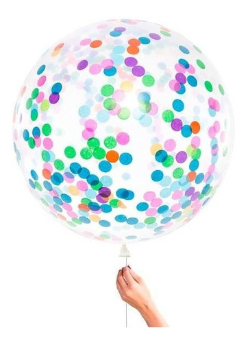 Globo Burbuja Pvc 45 Cm + Confeti Multicolor Deco Colores