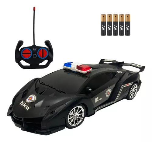 Carrinho Controle Remoto Grande Super Carro Policia Sport